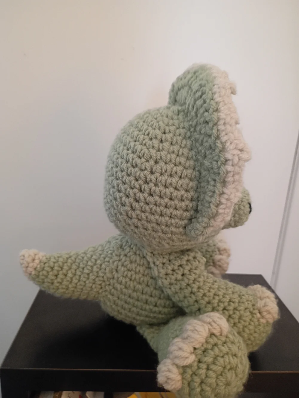 Handcrafted Green Crochet Triceratops Plush - Soft Decorative Toy